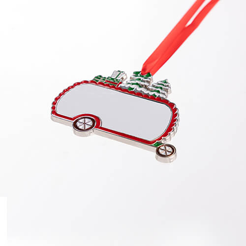 Ciondolo albero di Natale in metallo per sublimazione - campeggio