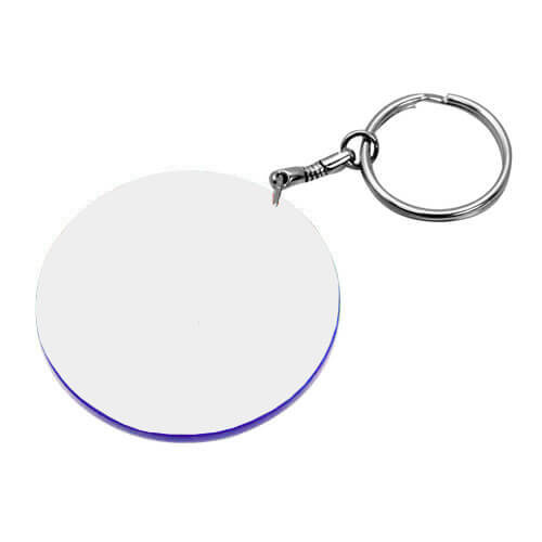 Portachiavi in Plastica Tondo 47 mm Bianco con Bordo Blu Sublimazione Trasferimento termico