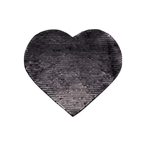 Patch paillettes cuore bicolore da sublimare - colore nero 22 x 19,5 cm