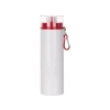 Bottiglia in alluminio 850 ml bianca con tappo trasparente e coperchio rosso per sublimazione