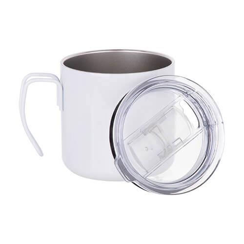 Tazza da 350 ml in metallo con manico in filo per sublimazione - bianco