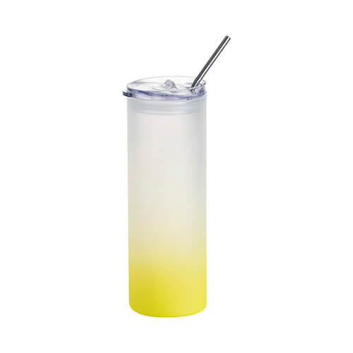 Tazza glassata da 750 ml con coperchio in plastica e cannuccia per sublimazione - sfumatura verde lime