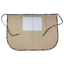 Grembiule classico con tasca per stampa – di colore beige con bordino colorato - fiori slavi neri