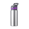 Borraccia in alluminio 650 ml argento con tappo a vite con inserto Viola per sublimazione