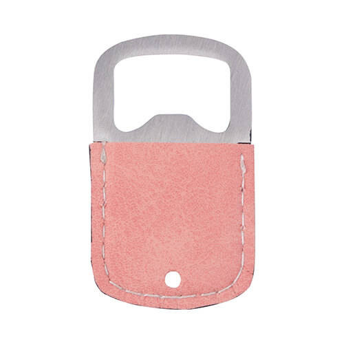 Apribottiglie 3,2 x 5,2 cm in acciaio e pelle per sublimazione - rosa