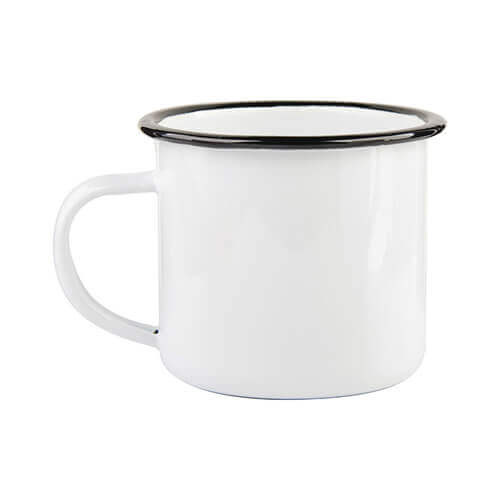 Tazza smaltato 340 ml con bordo nero Sublimazione Termostampa - bianco