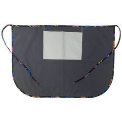 Grembiule classico con tasca per stampa – di colore grigio con bordino colorato - fiori slavi neri