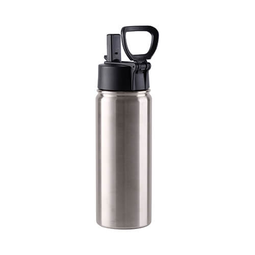 Borraccia - Bottiglia per bevande da 550 ml con manico pieghevole per sublimazione - argento