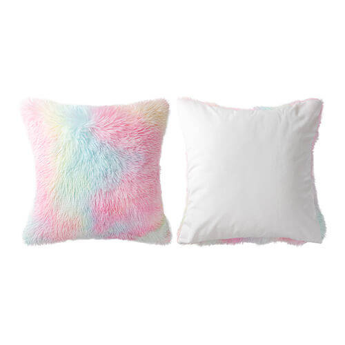 Federa colorata 45 x 45 cm in pile a pelo lungo e microfibra per sublimazione