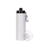 Bottiglia in alluminio 850 ml bianca con tappo trasparente e coperchio nero per sublimazione