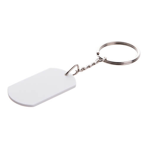 Un portachiavi di plastica con una catena per la sublimazione: una medaglietta