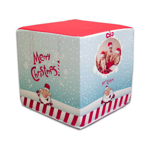 Federa in raso bicolore per pouf quadrato per sublimazione - Merry Christmas