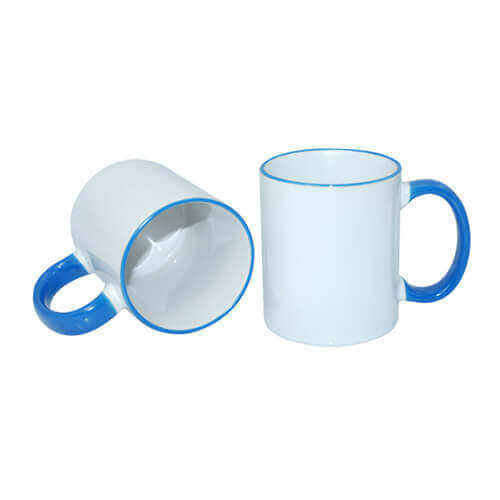 Tazza 330 ml con il manico blu Sublimazione Termostampa
