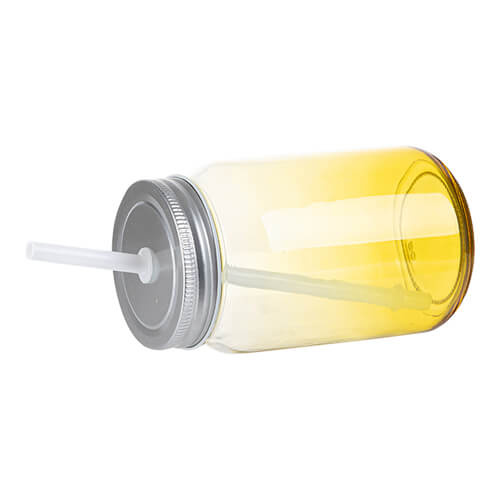 Tazza in vetro Mason Jar da 450 ml senza manico per sublimazione - sfumatura giallo