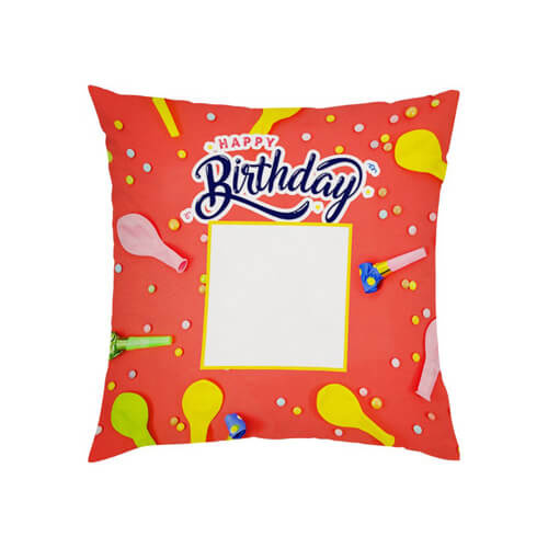 Federa in raso bicolore 38 x 38 cm per sublimazione - Happy Birthday - 3