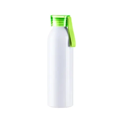 Bottiglia sportiva in alluminio 750ml bianca con tappo verde chiaro e striscia sublimatica