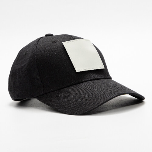 Cappello da baseball in cotone con patch quadrata in velcro per sublimazione - nero
