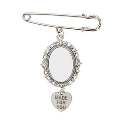 Spilla ovale - spilla da balia con ciondolo a forma di cuore per la sublimazione