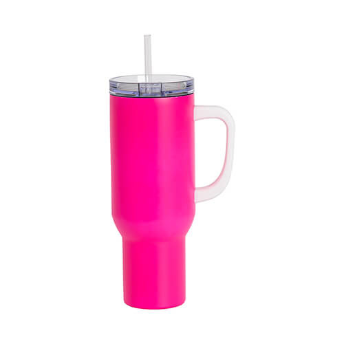 Tazza da viaggio in acciaio inossidabile da 1200 ml per sublimazione - rosa neon opaco