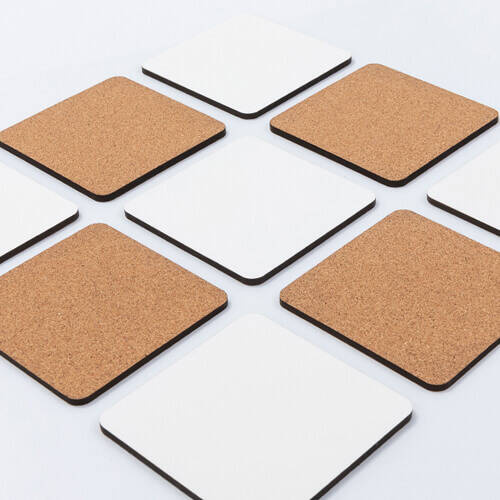 Mug pad in cartone rigido e sughero per sublimazione - 9,5 x 9,5 cm