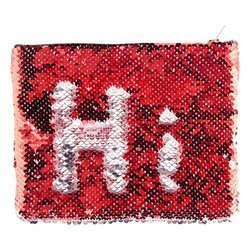 Borsetta per cosmetici 20,5 x 16 cm con paillettes rosse per la sublimazione