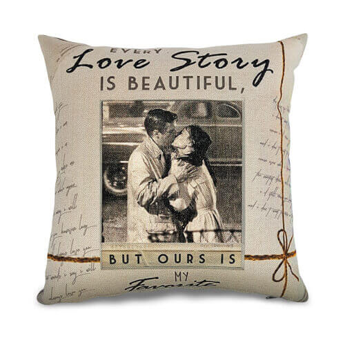 Federa in tela bicolore 38 x 38 cm per sublimazione - Storia d'amore