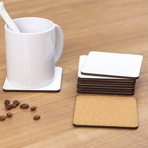 Mug pad in cartone rigido e sughero per sublimazione - 9,5 x 9,5 cm