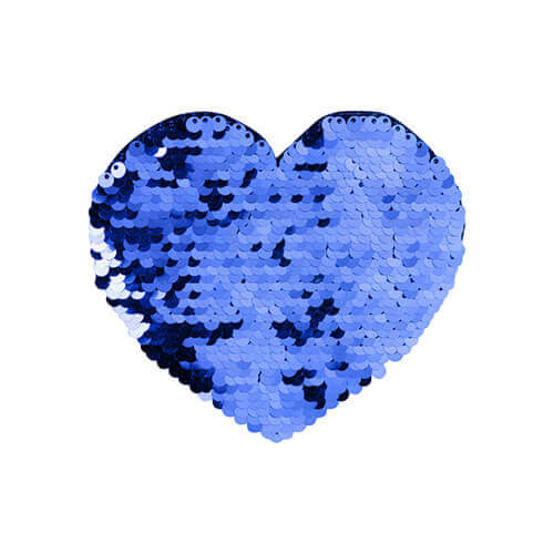 Patch paillettes cuore bicolore da sublimare - colore blu 12 x 10,5 cm