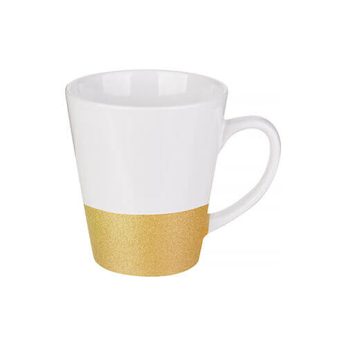 Tazza Latte 300 ml con una striscia glitter dorato Sublimazione Termostampa