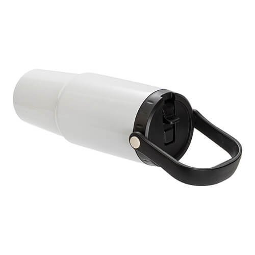 Tazza da viaggio in acciaio inox da 900 ml con coperchio e boccaglio per sublimazione - bianco