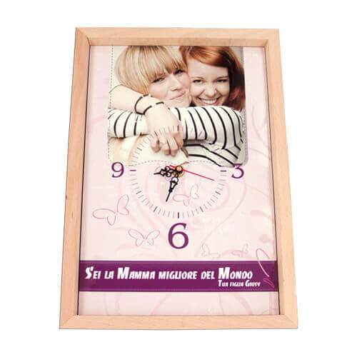 Orologio da parete con cornice in legno 20 x 30 cm per sublimazione