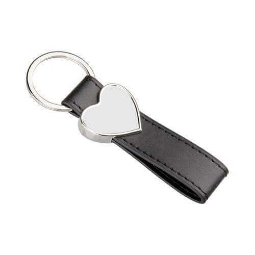 Portachiavi in pelle e metallo per la sublimazione – cuore - nero