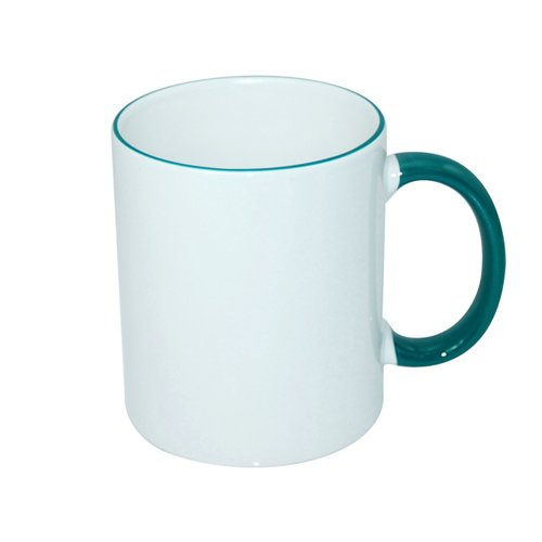 Tazza 330 ml con il manico  verde scuro JS Coating Sublimazione Termostampa