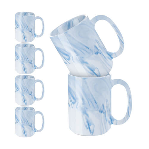 Set di 6 tazze da 450 ml per sublimazione - marmo blu