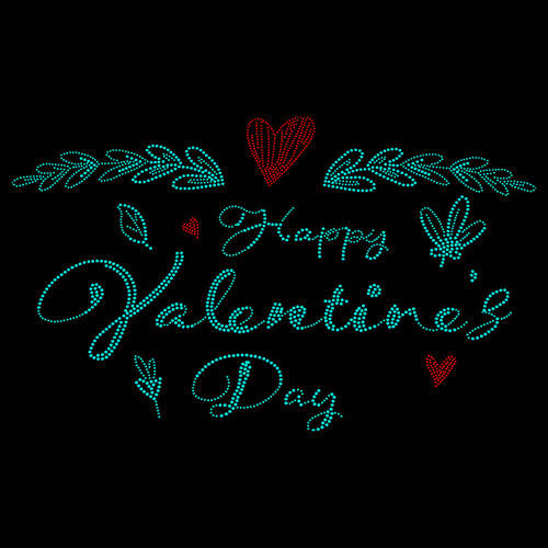 Foglio grande con zirconi per trasferimento termico - Happy Valentine's Day