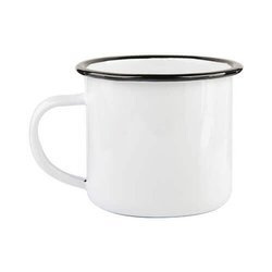 Tazza smaltato 340 ml con bordo nero Sublimazione Termostampa - bianco