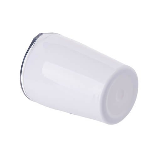 Tazza in metallo, per il latte e con coperchio - bianco