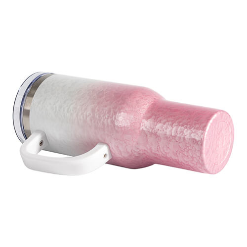 Tazza da viaggio 3D Puff Cloud da 1200 ml per sublimazione - bianca e rosa