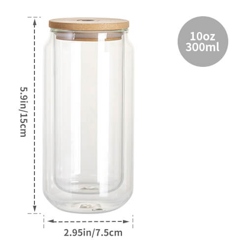 Tazza in vetro da 300 ml a doppia parete per sublimazione