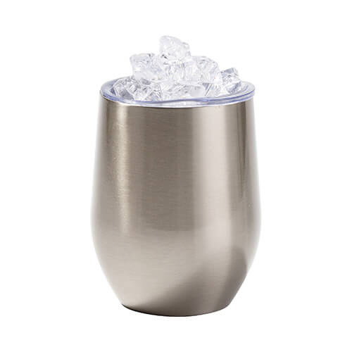 Tazza per vin brulè 360 ml per sublimazione - argento, coperchio con ghiaccio artificiale
