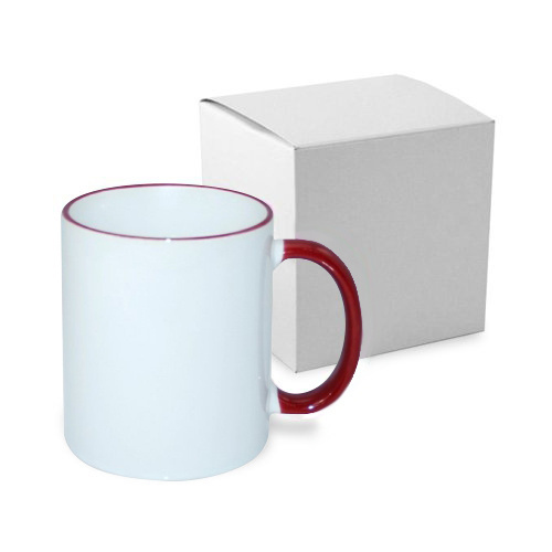 Tazza 330 ml con il manico rosso scuro JS Coating con la scatola Sublimazione Termostampa