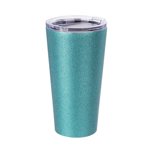 Bicchiere termico in acciaio inox da 480 ml per sublimazione - glitter Blu
