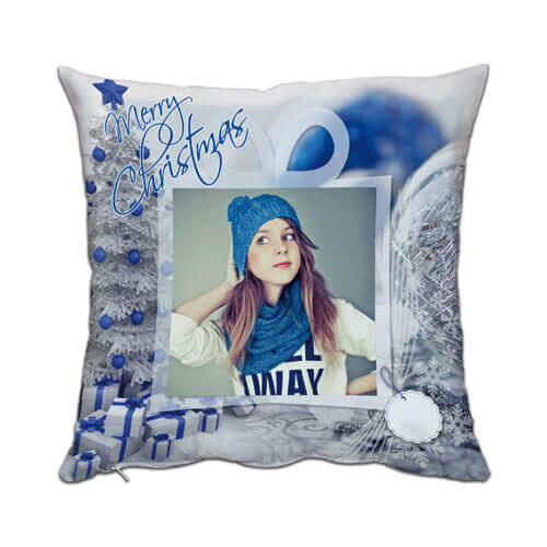 Federa in raso bicolore 38 x 38 cm per sublimazione - Blu XMAS