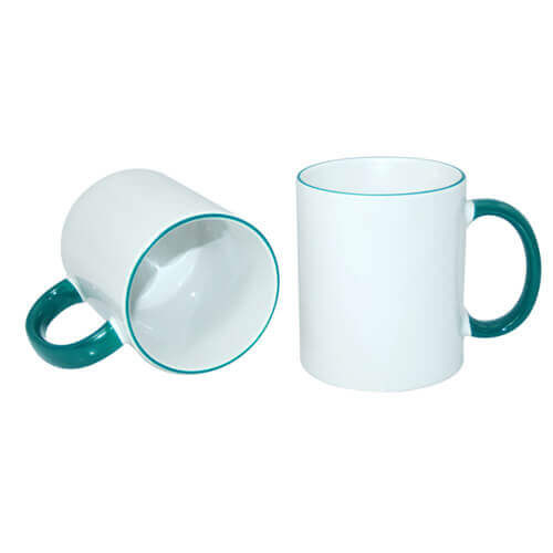 Tazza 330 ml con il manico verde Sublimazione Termostampa