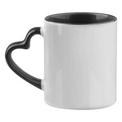 Tazza FUNNY con manico cuore Sublimazione Termostampa - nero
