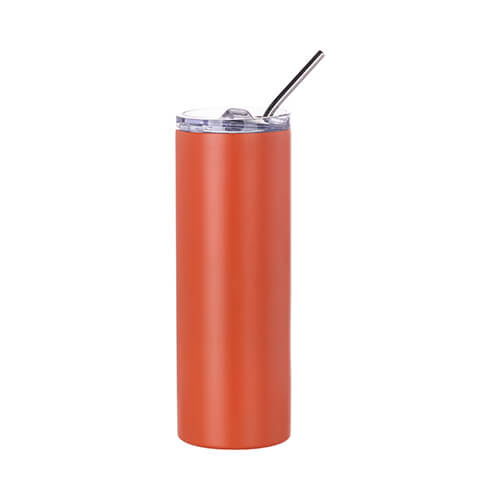 Tazza da 600 ml con cannuccia per sublimazione - arancio opaco