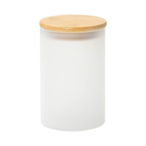 Contenitore in vetro da 600 ml con coperchio in bambù per sublimazione