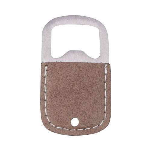 Apribottiglie 3,2 x 5,2 cm in acciaio e pelle per sublimazione - Grigio
