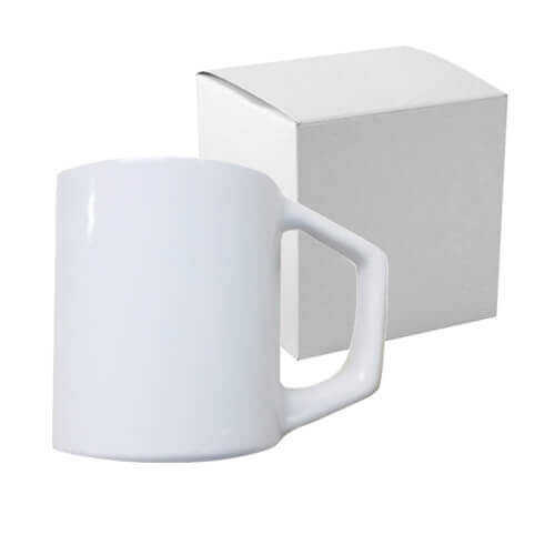 Tazza bianco con il il manico quadrato con la scatola Sublimazione Termostampa