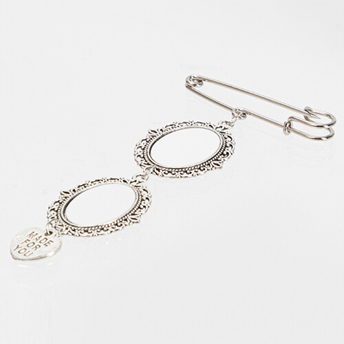 Spilla ovale doppia - spilla da balia con ciondolo a forma di cuore per sublimazione